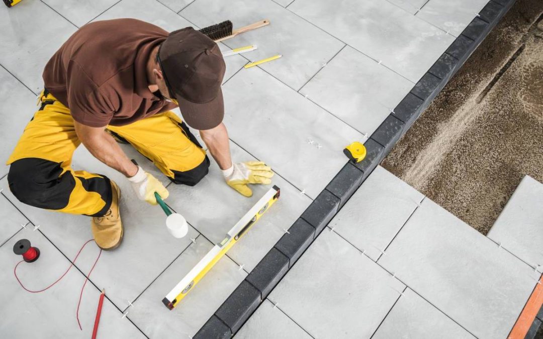Paver patio installation in a Medford NY backyard